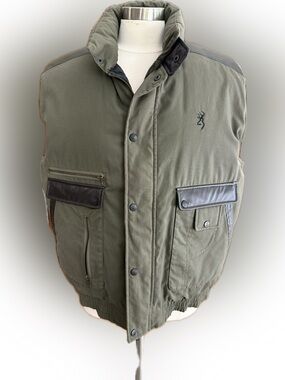 Browning Olive Green Quilted Utility Vest with Dark Trim Large
